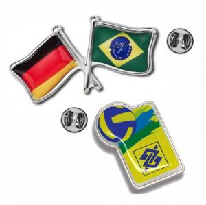 Pins em Metal Personalizado com Etiqueta Resinada Metal Personalizado  Prata ou Dourado  